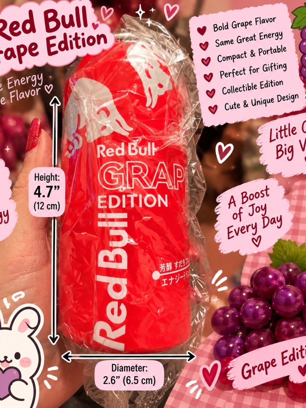 Grape Edition Energy Can - Red Squishy Stress Relief Toy